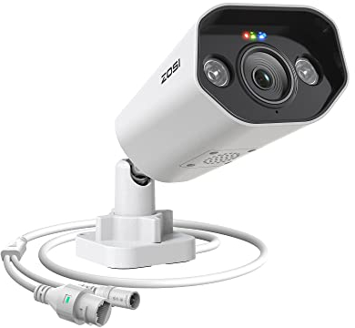 ZOSI 8MP Außen POE Überwachungskamera mit 2 Wege Audio, Farbnachtsicht, Spotlight und Sirene-Warnung, Funktioniert NUR mit Unseren PoE NVRs, C186