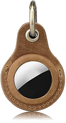 Airtag Anhänger, Schlüsselanhänger, Hülle, Schutzhülle - echtes Leder - Case kompatibel mit Apple Airtag | braun