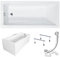 KOLMAN Badewanne MODERN Rechteck 160x70 mit AcrylSchürze, Ablaufgarnitur und Füßen Komplettset 4in1 Premium Original Acryl Wanne Siphon