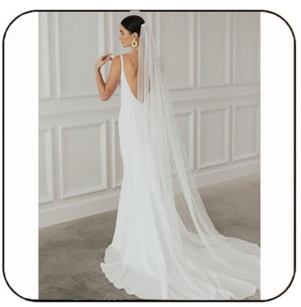 Latious 1-stöckiger Brautschleier, weiß, lang, Kathedrale, Braut-Tüll mit Kamm, für Damen, 1-weiß, Einheitsgröße