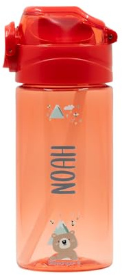 EASY2NAME Personalised Drinking Bottle for children – leak-proof children's drinking bottle with straw – 100% BPA-free – robust bottle for boys and girls – dishwasher safe – 450ml - (Red)