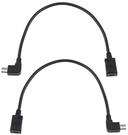 YINETTECH 2pcs Micro USB vers Mini USB Câble Gauche et Droite Mini USB 5 Broches Adaptateur vers Micro 5 Broches Extenseur Accessoires pour Smartphones Tablettes Lecteurs MP3 Haut-Parleur