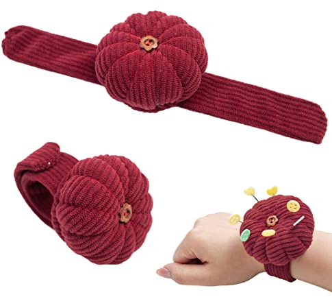 PW TOOLS Nadelkissen, 1/2 Stück Nadelkissen Wearable, Nadelkissen Handgelenk, Nadelkissen Nähen Blumen Kürbis Design Nähzeug, Nähen Handwerk Nadelkissen, Näh Zubehörr Handwerk