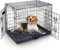 MaxxPet Hundebox Faltbar - Hundekäfig für Zuhause - 2 Türen - Hundetransportbox - Gitterbox Hund - Transportbox Hund & Katze - Faltbarer Schwarzer Metall - 92x58x64 cm - Schwarz