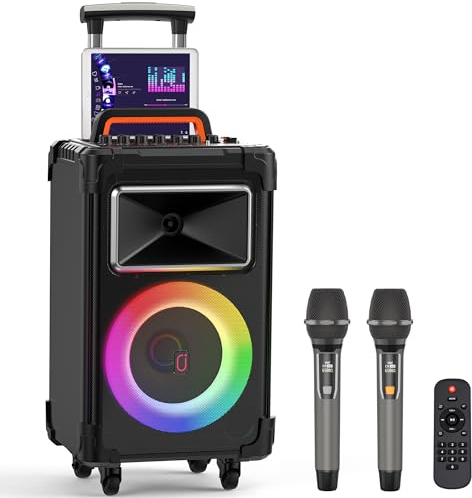 JYX Karaoke Maschine, Karaoke Anlage mit 2 Mikrofonen, Tragbare Bluetooth Lautsprecher für Erwachsene, Party Karaoke Lautsprecher, Subwoofer PA System für Versammlungen, die besten Geschenke für alle