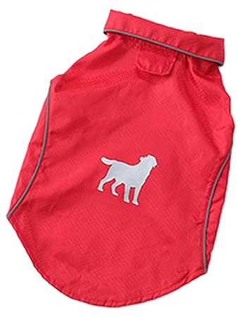 WUUISDNX Langlebiger Hundemantel für Haustiere bei Regen und Kälte mit langlebigem Regenmantel. Hunde Regenmantel aus Polyester. Hunde Regenmäntel. Hundebekleidung, Rot, L