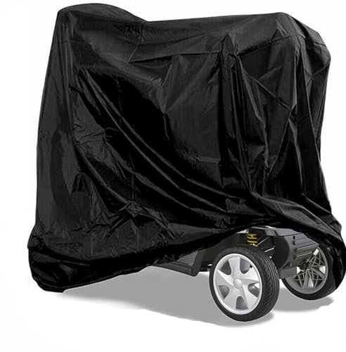 Abdeckung für Elektromobil, wasserdicht, schwarz, wasserdicht, staubdicht, UV-beständig, Rollstuhl-Schutzhülle, für die meisten Elektromobile, für drinnen und draußen (190 x 71 x 117 cm)