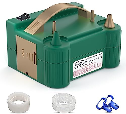 Nestling Elektrische Pumpe für Luftballons, elektrische Luftballons, 600 W, zwei Betriebsmodi, Luftballonpumpe, 1 Klebepunkt, 1 Band, 2 Knoten, geeignet für Partys, Hochzeiten
