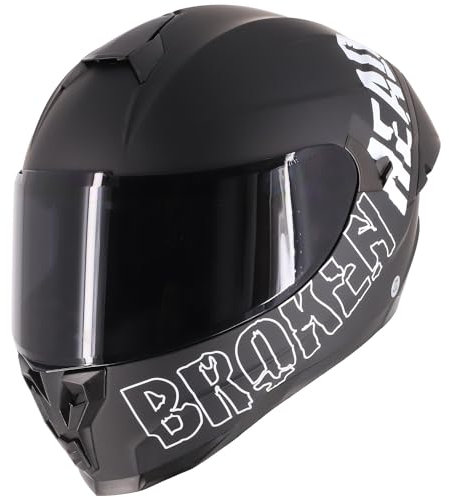 Broken Head BeProud Pro Sport Black Edition - Motorradhelm Mit Sonnenblende und Spoiler – Ltd. Edition Mit 2 Visier (Schwarz + Klar) (XXL (63-64 cm))