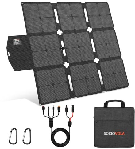 SOKIOVOLA Panel solar plegable de 120 W con conector MC-4, panel solar portátil para camping, cargador de panel solar plegable para estación de energía portátil, portátiles, RV