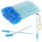 FINEASY 51 Stück Wimpernbürste mit 1 Kristall Mascara Stäbe, Einweg Wimpernbürsten Krystall Wimpernbürstchen, Augenbrauen Bürste für Mascara Falsche Wimpernverlängerung, Blau