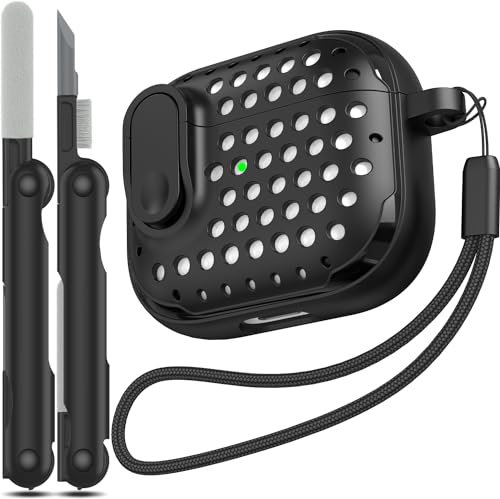 RFUNGUANGO Compatibile con custodia Cover airpods 3 generazione(2021),design anticaduta, potente protezione dalle cadute, stile personalizzato concavo per cover airpods 3,nero