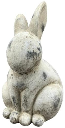 finehomegarden Hase Valo Osterfigur Creme Vintage Zement 15x15cm H26cm Skulptur Ostern Deko