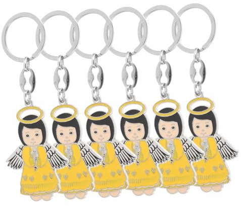 CAXUSD 6stücke Cartoon Schlüsselanhänger Engelthema Party Schlüsselring Anhänger Für Taschen Rucksack Für Taufen Geburtstag