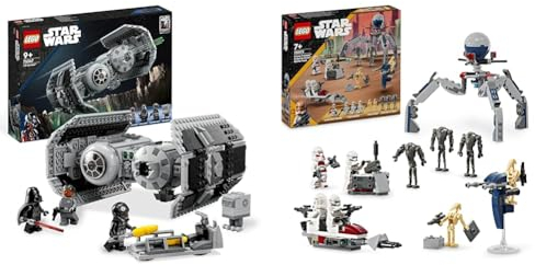 LEGO Star Wars TIE Bombe Modellbausatz mit Darth Vader Minifigur & Star Wars Clone Trooper & Battle Droid Battle Pack, Spielzeug für Kinder mit baubarem Speeder Bike
