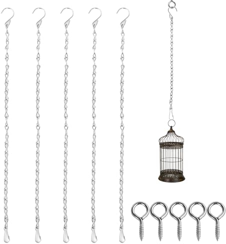 FENGQQKJ 5 Stück Kette zum Aufhängen Blumenampel Plant Hanging Chain Metall Blumenkorb Haken Metallkette zum Aufhängen von Pflanzen 50cm mit 5 Wandnägeln für Blumentopf, Vogelhäuschen