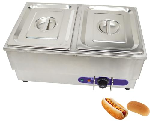 Maisutseb Commercial Hot Dog Steamer 110V Bun Warmer Hotdog Steamer Cooker with 2 Sets of Stainless Steel Basin for Hypermarket Food Industry