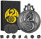 Mini DND Würfel Set mit Taschenuhr Gehäuse mit Drachen Gravur, 7-teilige Polyedrische Metall D&D Würfelset, DND Geschenke mit Geschenkbox, Rollenspiel Brettspielzubehör, Dunkles Silber