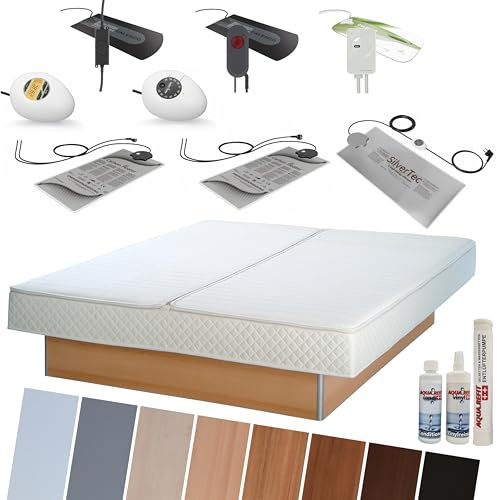 AQUA ROYAL Wasserbett KOMPLETT Bett Set Softside Mono Podest/Sockel 160x200 cm F2 – Wasserbetten Heizung von Calesco oder TBD Carbon Heater – Pflegeset und Befüllschlauch