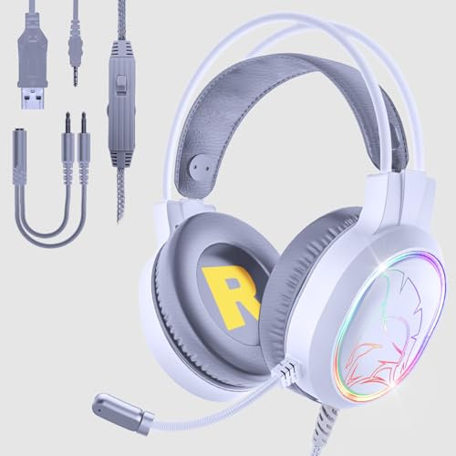 EMPIRE GAMING - Icarus S17 Cuffie Gaming RGB - per PS5, PS4, Xbox One/Series, PC, Mac, Smartphone, Tablet - Telecomando - Audio Stereo ad Alta Definizione - Microfono Flessibile - Bianco
