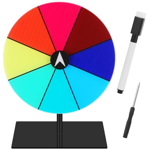 ZHXGO Rueda de Premios Portátil Giratoria, Ruleta de Colores de Suerte, 8 Ranuras Ruleta de Borrado en Seco, Fortuna Rueda Giratoria Editable para Ferias Carnaval Fiestas