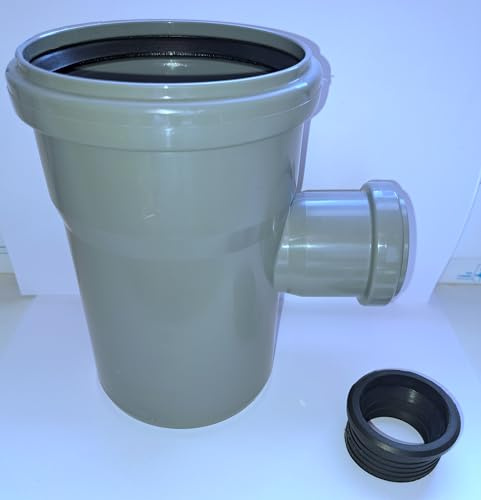 Soil Pipe 110 mm Branch with 90 Degree 40 or 50 mm Inlet - Push-Fit Sewerage - Grey