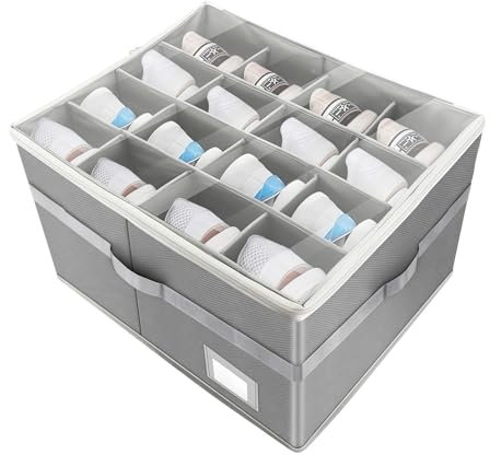 Luziyun Organizador Zapatos Armario Caben 16 Pares, Shoe Organizer Plegable, Organizador de Almacenamiento de Zapatos, Calzado con Tapa Transparente y Asas