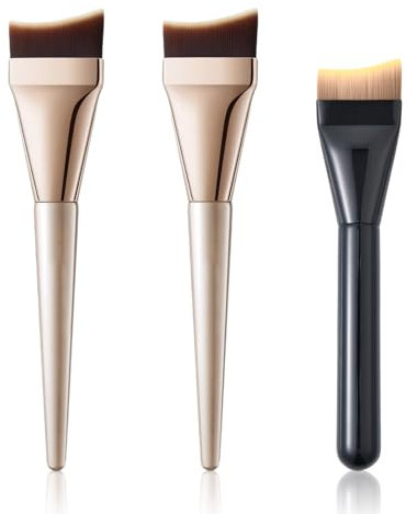 Disnace 3 PCS Pinceau Fond de Teint, Pinceaux Maquillages, Pinceau Contouring Visage Ultra-Fin, Pinceau de Maquillage Contour Plat pour Maquillage Liquide, Crème Poudre, Forme de Queue de Poisson