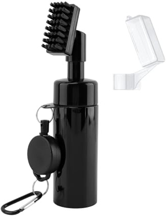SUBORAWOS Golf Club Cleaner Brush with Water Spray, Club Head & Groove Cleaning Tool with Retractable Cord & Hook, Lightweight Golf Accessory