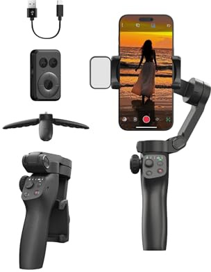 FUNSNAP CM8 3-Axis Phone Gimbal Stabilizer for iPhone & Android, Black | Fill Light, Remote, Foldable ,Focus Wheel , 11H Battery, 0.66lb Payload for TikTok, YouTube Vlogs