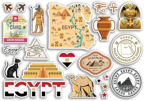 Ägypten Aufkleber Set, A5 Blatt, Vinyl Aufkleber für Gepäck oder Laptop, 79018