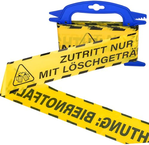 Mellbree Lustiges Deko Absperrband 50 M x 7.5cm Verstärkt - Bier zubehör, Malle Festival Gadget mit BIERNOTFALL Text | für Camping JGA Geburtstag Party | Wiederverwendbarer Spaßgarant