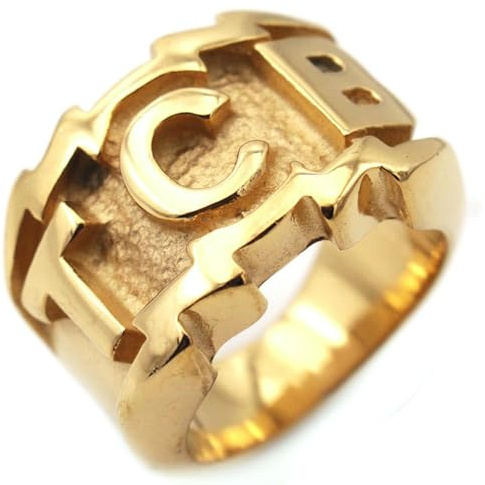 Jpltlvy Titan Stahl TCB Buchstabenring für Männer Vintage Urban Style Bold Alphabet Schmuck Geschenk