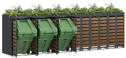 vidaXL Wheelie Bin Storage for 2 Bins Steel Anthracite