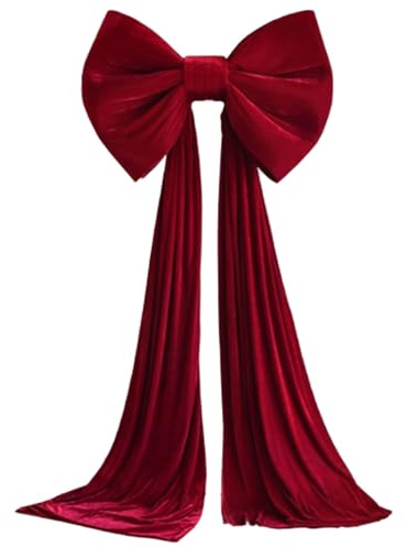 Decorazioni natalizie con fiocco per la porta d'ingresso | Fiocco per albero di Natale, 24x102 pollici Fiocchi extra large in velluto rosso per decorazioni per l'albero di casa, ghirlande, decorazion
