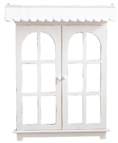 XLIHAWY Wandfenster Im Landhausstil, Öffnbar Fensterrahmen-Imitation, Fenster Aus Holz Wandpaneele Traditionelle Wohndekoration Für Garten Eingangsbereich(A)