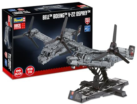 Revell Brick System Bell Boeing V-22 Osprey | Klemmbaustein Set 1:25 mit 3730 Teilen | Militärflugzeug mit beweglichen Kipprotoren | Modell für Erwachsene ab 18 Jahren