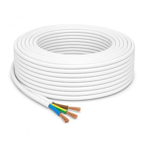 JAFSAL ONLINE 3 Core Flexible PVC, Mains Wire Cable, Electric Wiring, 3183Y Cable, Flexible Wiring, (3m, WHITE)