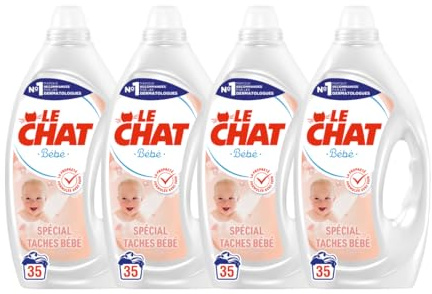 Le Chat Sensitive Bébé - Lessive Liquide Hypoallergénique - Développée avec des Pédiatres - Sans Conservateurs - 140 Lavages