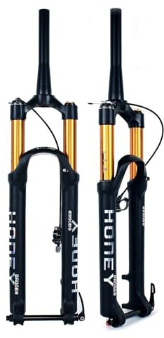 LHHL Fourche À Suspension pour Vélos 27,5/ 29 Pouces VTT DH Fourches À Air Frein À Disque Noir Axe Traversant De 15mm Alliage De Magnésium Voyage 140mm 1-1/2 Conique pour VTT/XC(29inch)