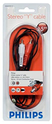Philips SWA 2527 W/10 Cavo Stereo-Y (presa 3,5 mm -2x presa Cinch ) 1,5 m, colore: Rosso/Bianco