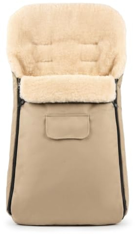 Baby-Joy® KAI 105 cm Winter-Fußsack Lammwolle Kinderwagen | 08 Beige | Thermofußsack | Filzfrei | Schlitten & Buggy | Extrem Warm | Super-Wash | Wasserabweisend | Maschinenwaschbar
