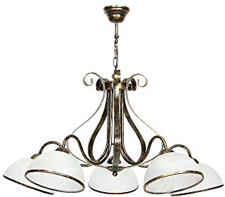 LUMINEX Hängelampe Pendellampe Jugendstil Art Metall Antika, Schwarz, Gold, 63 cm x 81 cm x 81 cm, Wohnzimmer, Esszimmer, Flur
