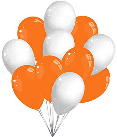 Premium Luftballons in Orange Weiß - Made in DE - 100% Naturlatex & 100% biologisch abbaubar - 50 Stück - Geburtstag Party Karneval - für Helium geeignet - twist4®