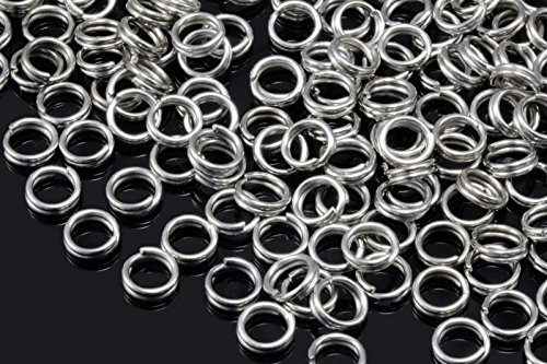 INWARIA Spaltringe Ø 4/5/6/7/8/9mm Spiralringe Doppel Ringe Binderinge Ösen Biegeringe (8mm - 100 Stück, Silberfarben)