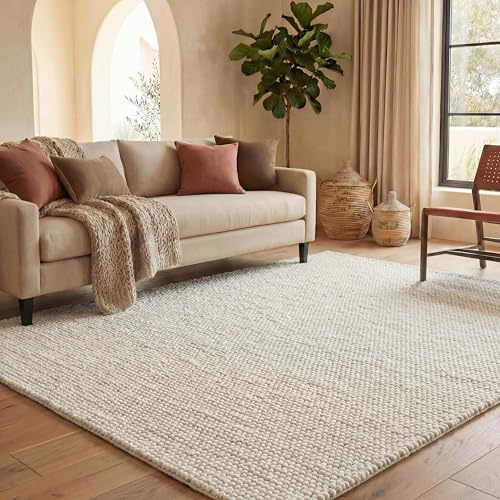 SAFAVIEH Naturfaser Teppich für Wohnzimmer, Esszimmer, Schlafzimmer - Natural Fiber Collection, Kurzer Flor, Elfenbein, 90 x 150 cm