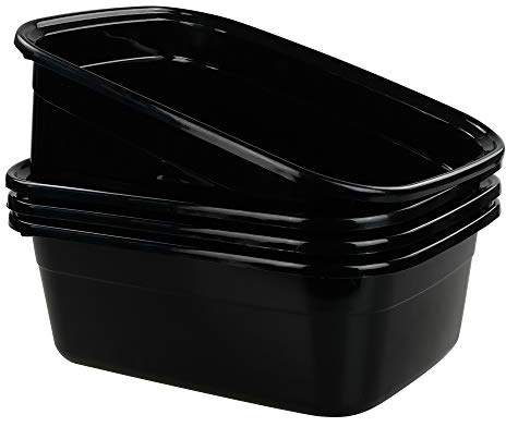 Wekiog Kunststoff-Geschirrtopf, 14 Quart Bus-Behälter, 4er-Pack (schwarz)