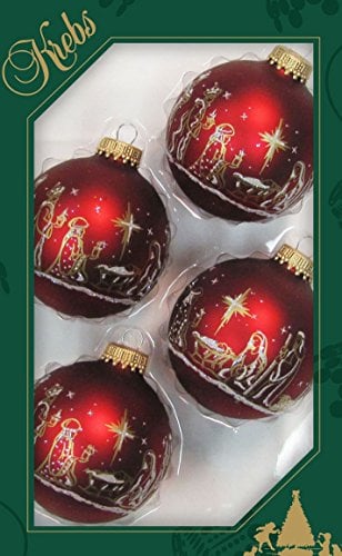 Dekohelden24 - Set di 4 Addobbi Natalizi Albero Decorazioni per Albero di Natale Lauschaer con Decorazione di Santa Famiglia – 50 Ganci Rapidi Gratis