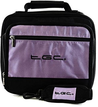 WONNIE 10.5” Portable DVD Player Twin Compartment Case Bag by TGC ® (Electric Purple & Black)