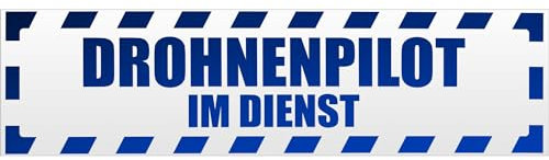 Kiwistar Drohnenpilot Dienst gestreift Magnetschild Schild magnetisch - 20cm Blau - reflektierend - Magnetfolie für Auto PKW Kfz